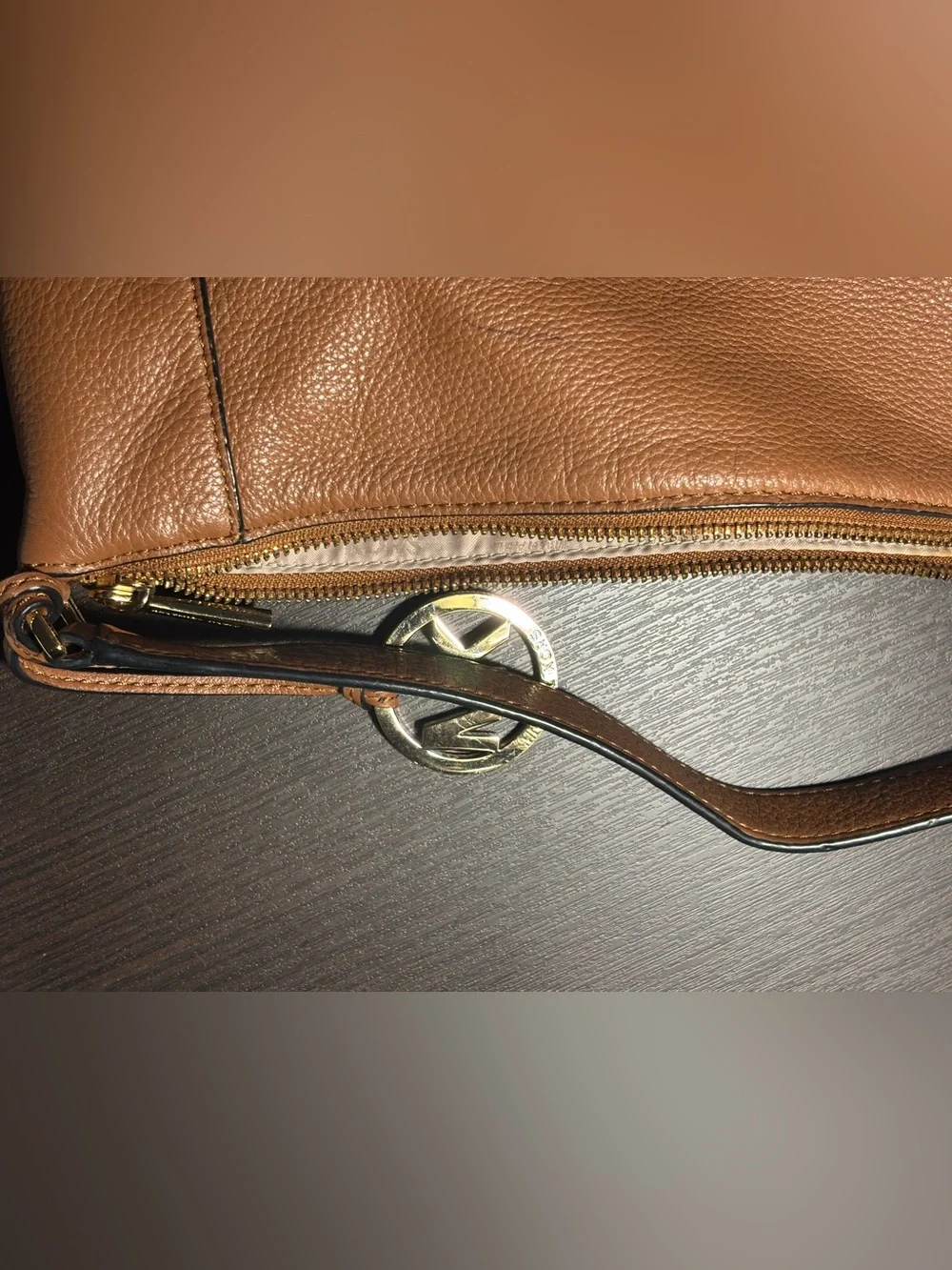 Michael Kors Large Leather Sloan Handbag Purse brown/Black